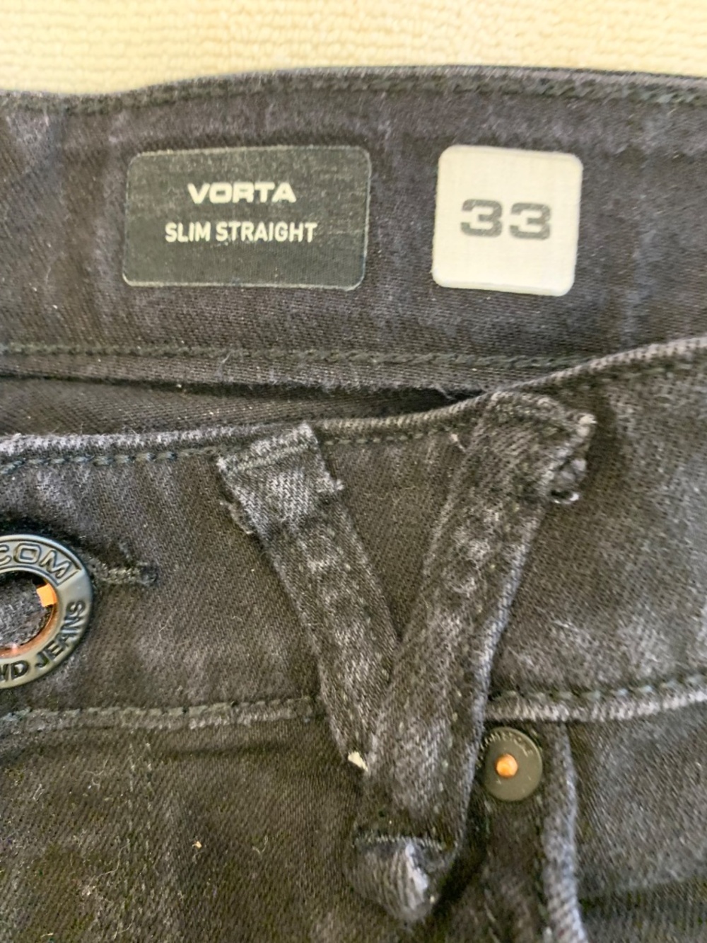 Volcom Vorta Slim Straight Black Jeans Men 33 Skate Streetwear Stretch Denim - Picture 4 of 7